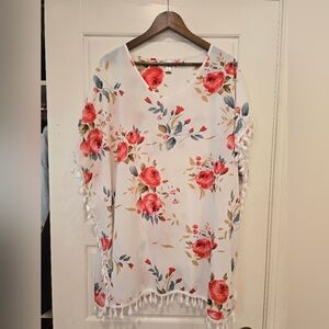 Floral Kimono with Tassels